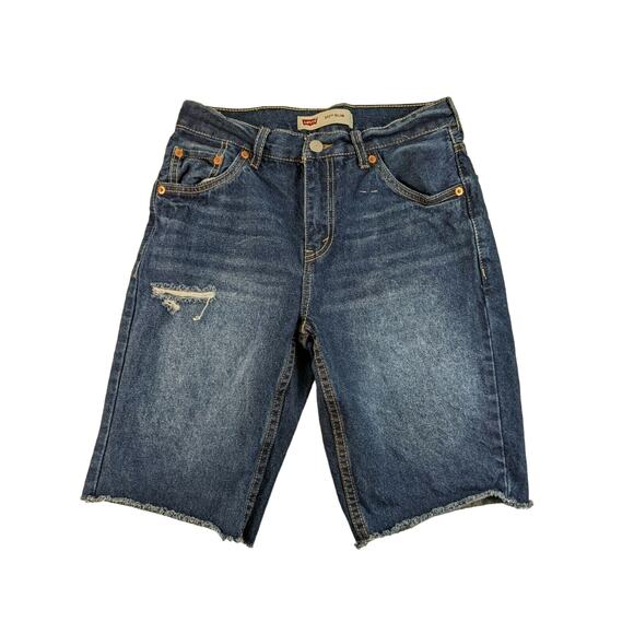 Womens Levis 511 Slim Jean Denim Shorts SZ 16 28 W Regular Blue Cutoff - Picture 1 of 7